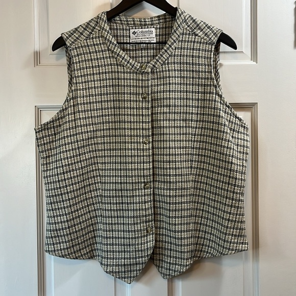 Vintage Columbia Cotton Plaid Button Down Vest - Size XL - Picture 1 of 6